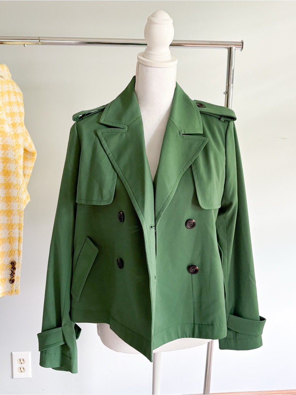 Ann Taylor Green Trench Jacket XS